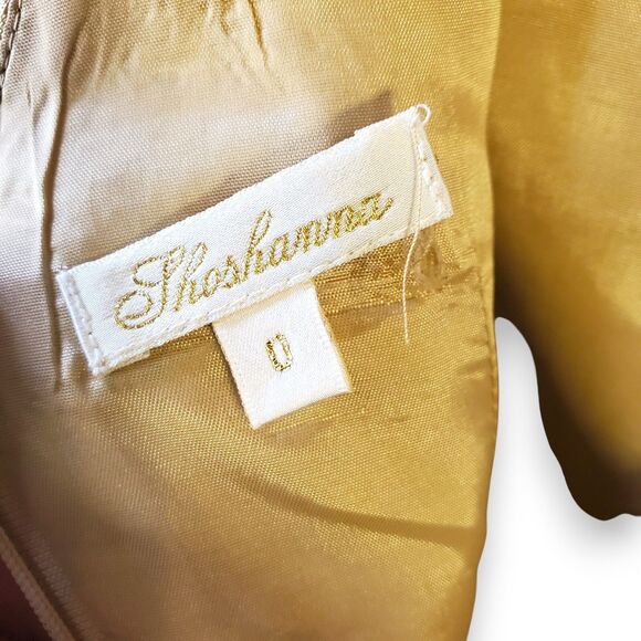 Shoshanna Gold Metallic Brocade Dress Jeweled Collar Woman's Sz 0 The RealReal - Picture 3 of 16